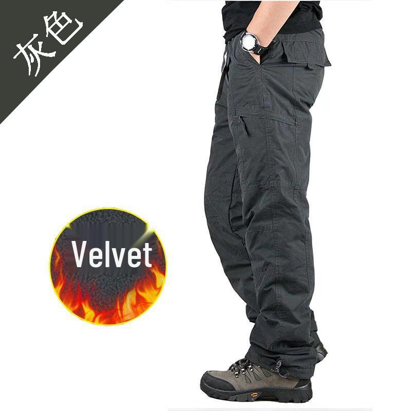 Men's Winter Fleece-Lined Cargo Pants - Warm, Casual, Elastic Waist, Plus Size, Trendy Style