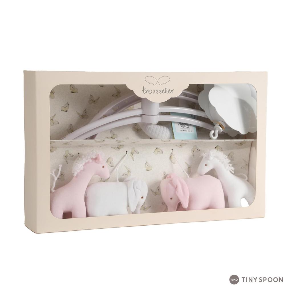 Музыкальная шкатулка Traseria Merry Animal Moon для кроватки, игрушка для младенца, подарок для младенца [Кровать] (розовый)] С ручным заводом