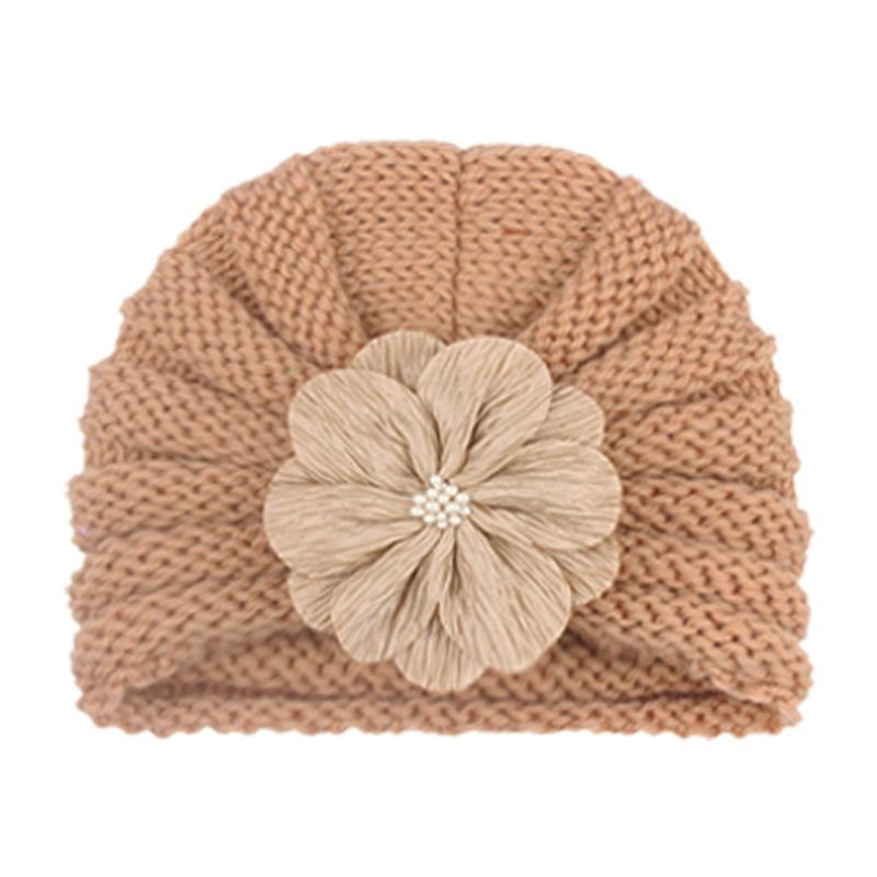 Baby Pullover Hat, Solid Color Flower Baby Hat, Autumn and Winter Warm and Comfortable Children's Knitted Hat
