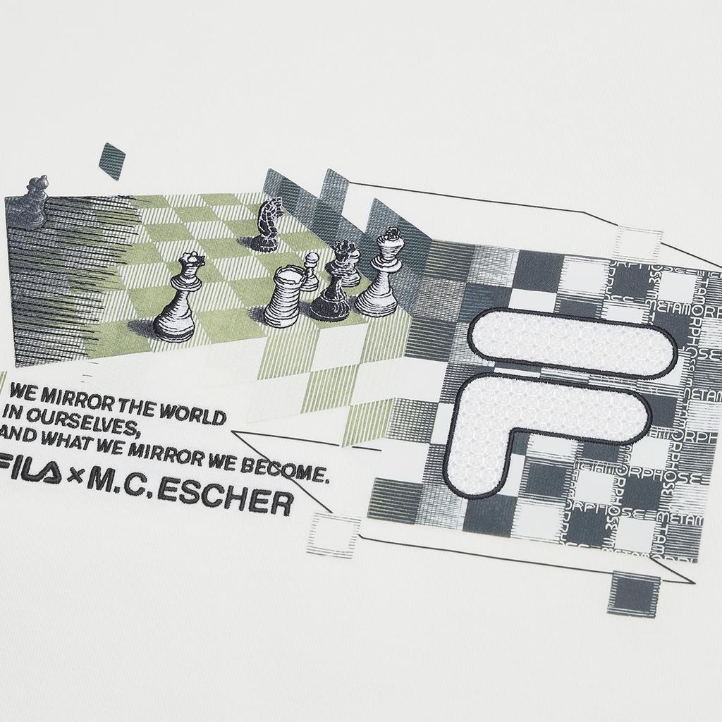 Fila X M.C. ESCHER Heritage Series Fashion Casual Short Sleeve T-Shirt Men Tops Cloud-Mushroom-White F11M538104F-WT