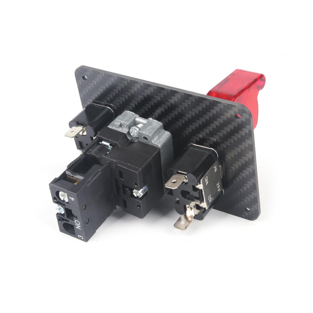 3 Gang True Carbon Fiber 12V LED Lgnition Switch Panel Car Modification Racing Universal Car Engine Start Push Button