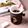 Chocolate Fondue Mug Set Ceramic Chocolate Melting Mug with Fork Tealight Candle Fondue Pot for Chocolate Cheese Butter