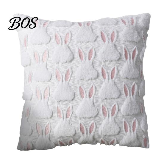 Square Pillow Covers for Couch Plush Throw Cover, Heart Embroidery Cushion Case with 3D Bowknot Jacquard, Valentine Day Gift Ideas Soft Fluffy