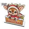 Rustic Farmhouse Napkin Holder Wooden Christmas Holder, Gingerbread Man And Deer Design, Holiday Party Countertop Organizer Decorative Vertical Paper