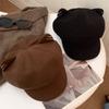 Y2K Cat Ear Hat Woolen Octagonal Cap Retro British Beret Hat  Women