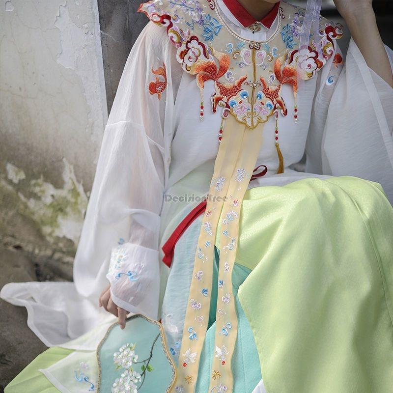 New Female Chinese Ancient Ming Dynasty Improved Hanfu Cloud Shoulder Stand Collar Embroidered Shawl Hanfu Decoration W806