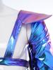 M-3XL Men Metallic Shiny Fringed Arm Sleeves Long Sleeve with Tassels Structured Epaulet Adjustable Chest Harness Club Party Crop Top
