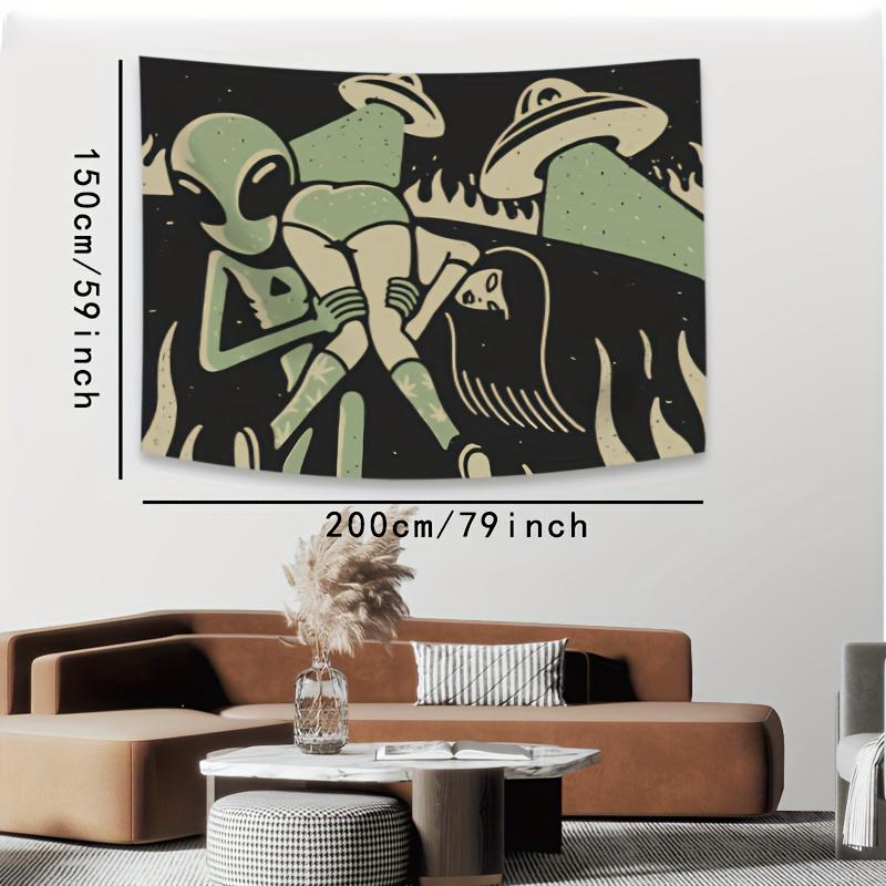 Terrifying Alien Tapestry Whimsical Illustrated Wall Hanging Suitable For Bedroom Living Room Dormitory Wall Decoration