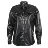 Streetwear Black PU Leather Blouse Women Cardigan Buttons Fashion Women's Shirt Top Long Sleeve Solid Leather Blouses