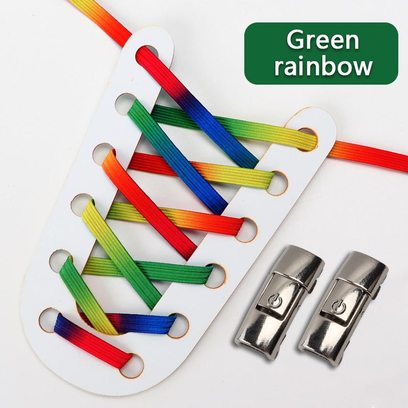 NO.8 Радужные шнурки для кроссовок, новая модернизация, магнитный металлический замок, шнурки без завязок для детей и взрослых, ленивый быстрый шнурок с резиновой лентой, шнурок для обуви