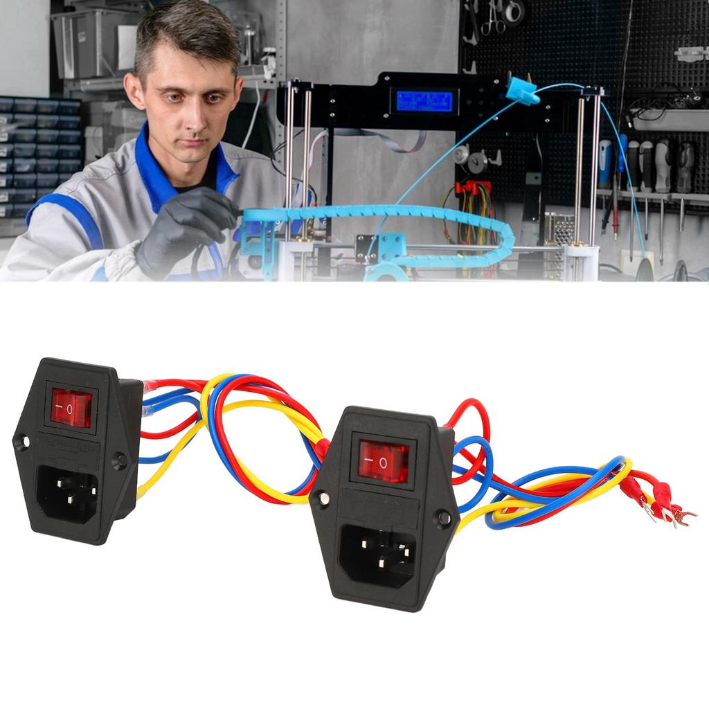 2 шт. Розетка питания с вилкой и тумблером, с предохранителем 10A 6A 250V AC, модуль входа IEC320 C14 для 3D-принтера