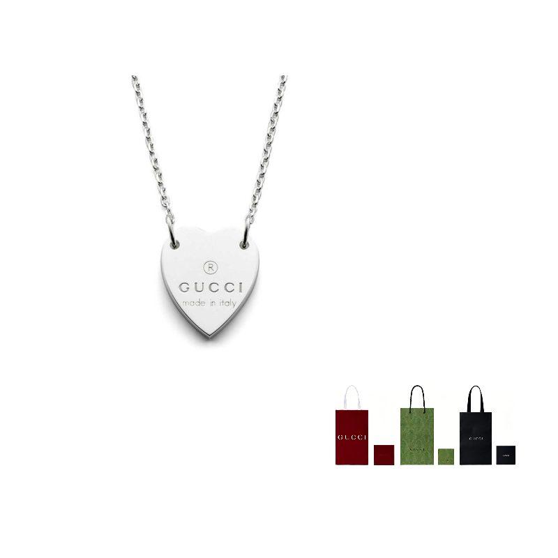 Gucci Серебряное ожерелье с подвеской в виде сердца, с логотипом YBB223512001
