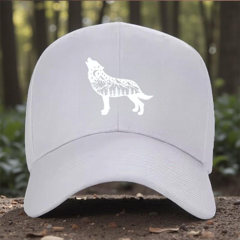 Howling Wolf Landscape Graphic Baseball Cap Polyester Outdoor Adjustable Unisex Adult Hat