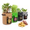 Non-Woven Felt Grow Bag Large Diameter Potato Planting Bag Seedlings Growing Bucket with Window for Vegetables Strawberries