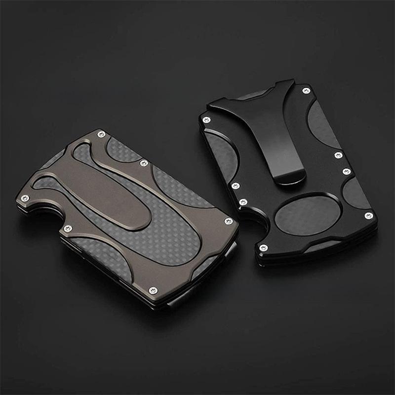 Тактический металлический кошелек с блокировкой RFID, держатель для карт из углеродного волокна