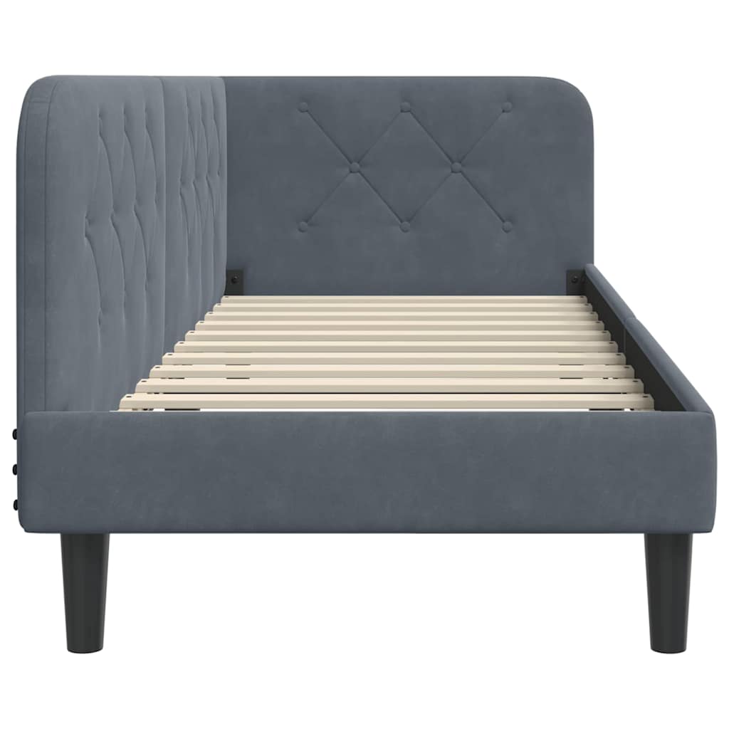 Corner Bed Frame Dark Grey 80 x 200 cm Velvet