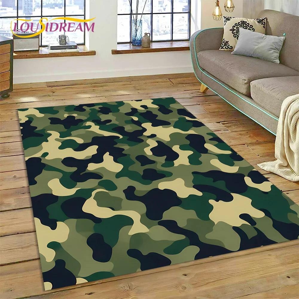 3D Colorful Camo Green Camouflage 2025 Style Carpet Rug for Living Room Bedroom Home Sofa Decoration Area Rug Non-slip Floor Mat
