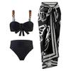 Qiaojiayuan 2025 Комплект бикини из трех предметов с высокой талией - Сексуальный европейский и американский женский купальник