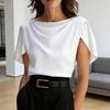 Женские Топы Асимметричные С коротким рукавом Обычный крой Рубашка Однотонная Свободный крой Легкая рубашка Рабочие вечеринки Повседневная одежда