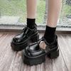 Fashion 2025 Women's High Platform Leather Shoes New Spring 9CM Heels Chunky Sneakers Female Lace-up Metal Loafers Walking Shoes Woman
