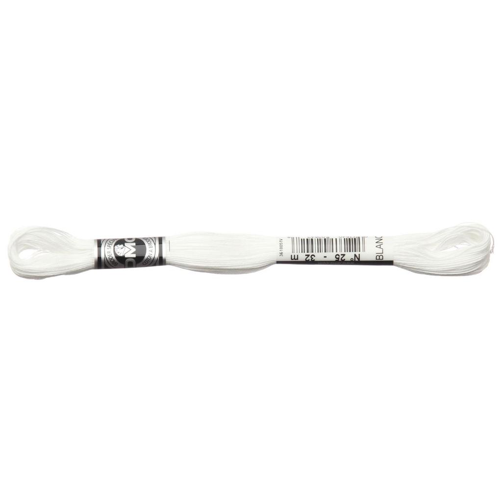 Нитки для вышивания DMC Abroder 12 DMC10725B #25, 32 м, мотки, #BLANC, Белый,