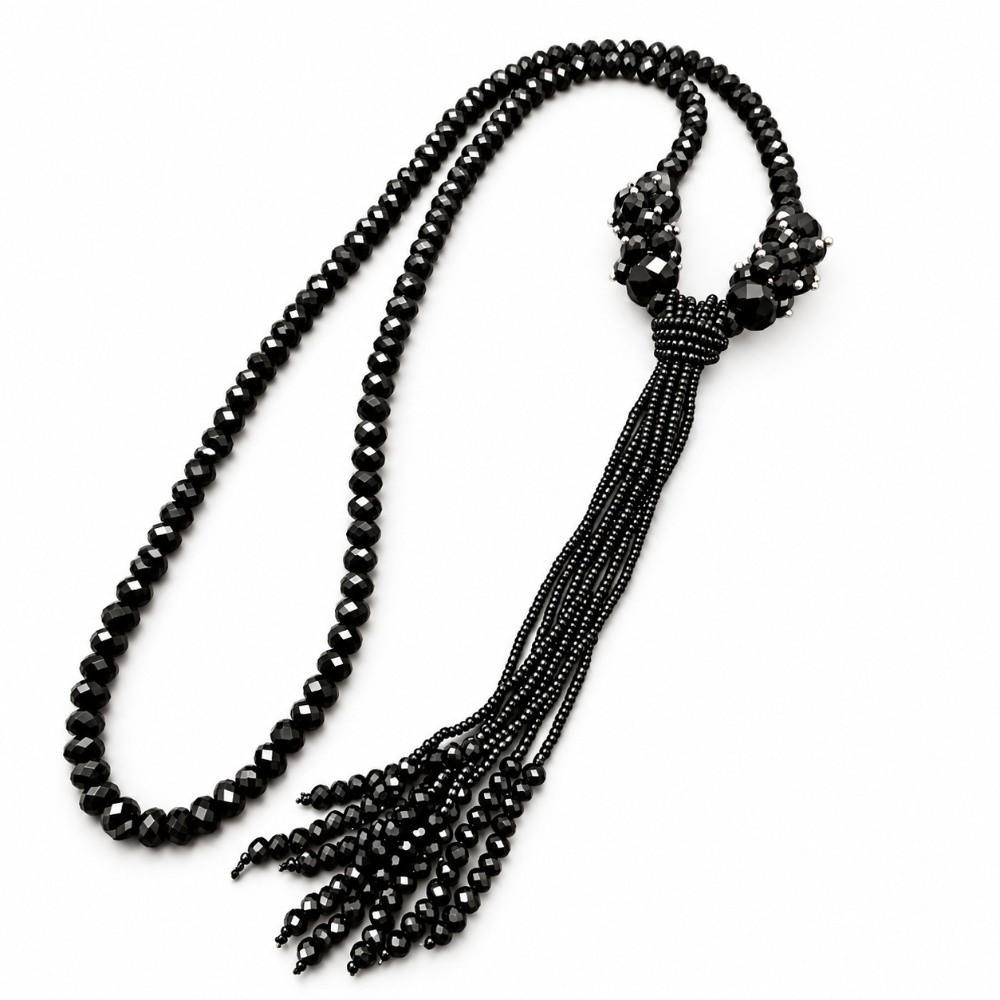 Long Tassel Crystal Beaded Necklace Bling Bling Finish All Glass Crystals Necklace Party Gift