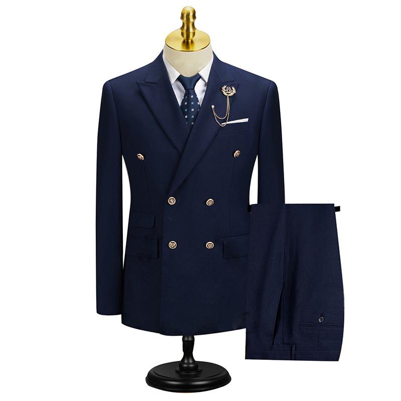 Мужской костюм Slim Fit формальный деловой рабочий костюм комплект из 2 предметов (Куртка+Брюки)