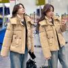 Новая модная повседневная куртка с воротником-стойкой, свободного кроя, на пуху, милого дизайна, короткая хлопковая куртка с темпераментом