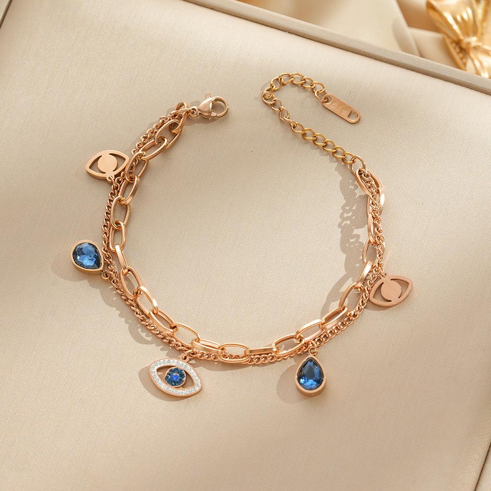 Simple And Stylish Titanium Steel Evil Eye Bracelet Fashion Jewelry Hypoallergenic And Fade Resistant