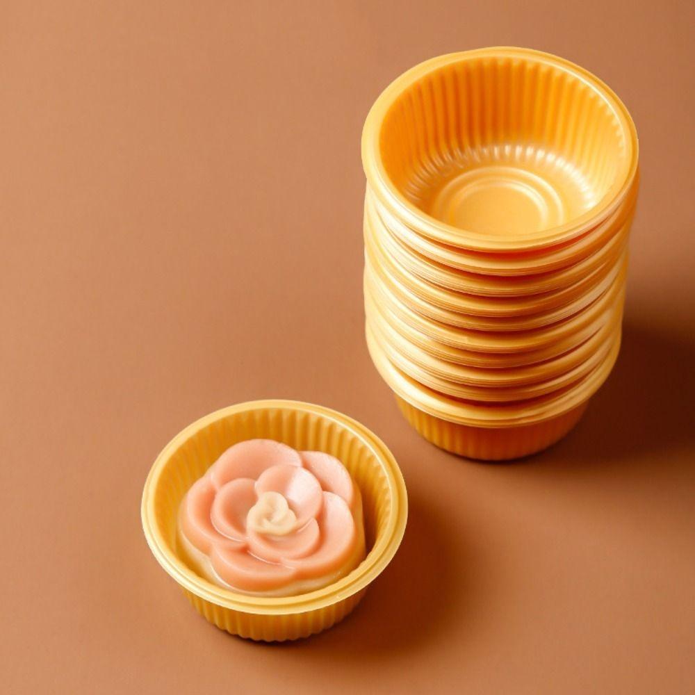 100pcs Round Mooncake Inner Tray Plastic Moon Cake Holder Mid-Autumn Festival