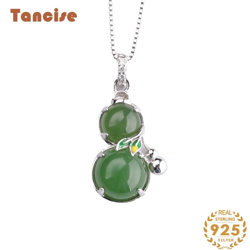 Танциз Стерлингового Серебра 925 Классическое Женское Нефритовое Ожерелье Кулон Циркон Модный Подарок