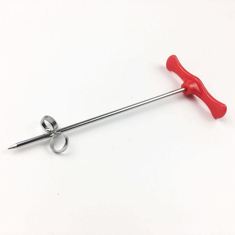 Многофункциональная овощерезка-спирализатор, изготовленная из нержавеющей стали и красной пластиковой ручки