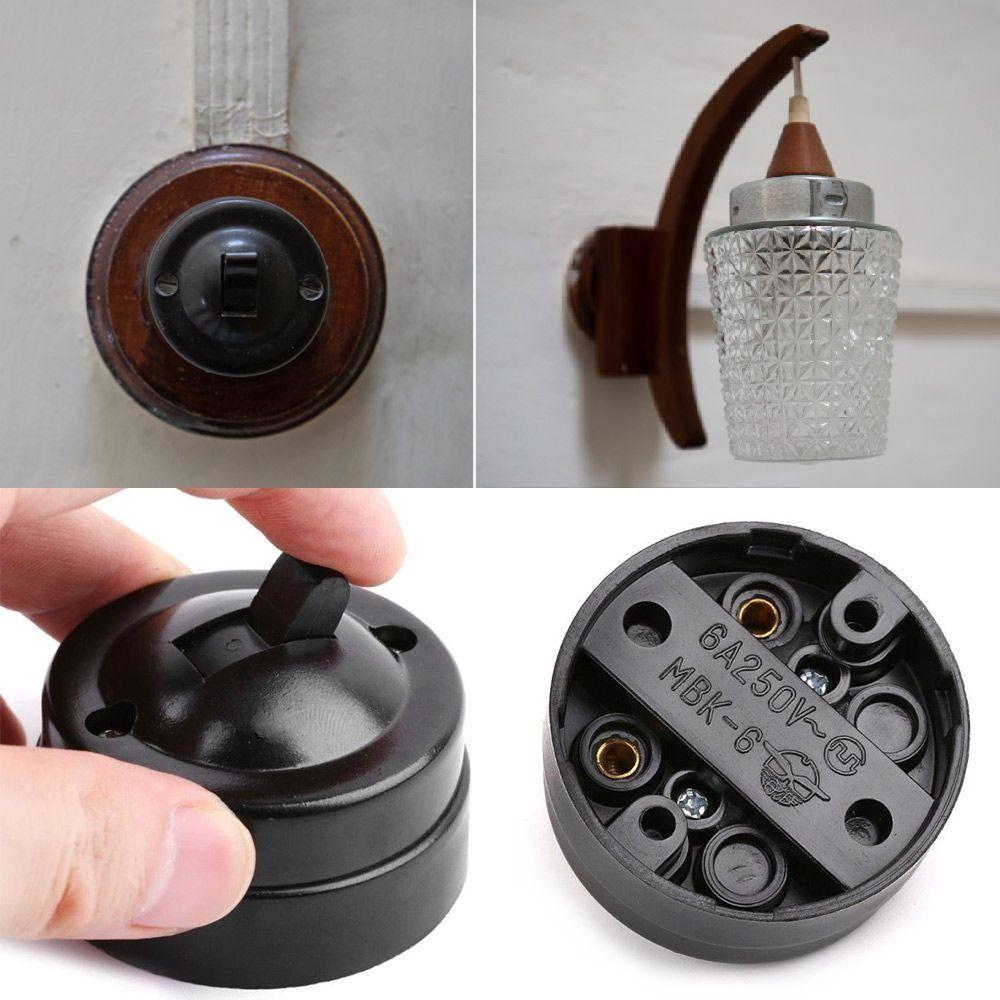 Retro 6A Old-fashioned Mounted Wall Single-control Switch Toggle Switch Button Switch Light