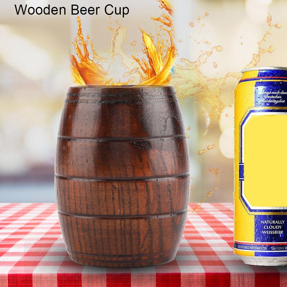 Натуральная деревянная пивная кружка ретро большой емкости для чая, молока, сока, классическая деревянная кружка для питья