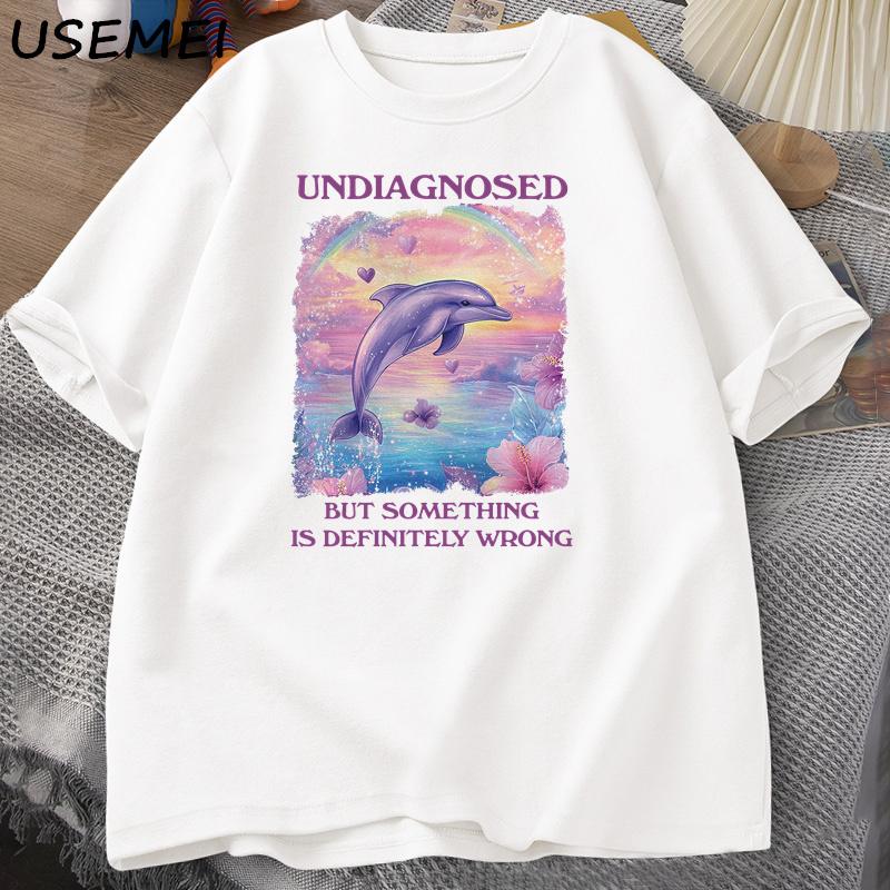 Undiagnosed But Something Is Wrong Tshirts Unisex Casual Cotton Short Sleeve Tshirt Harajuku Graphic T Shirts Streetwear Tees