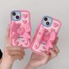 Cute Cartoon 3D Bow-knot Bracket Phone Case for iPhone 11 12 13 14 15 Pro Max 12 Pro 13 Pro 14 Pro Max Anti-drop Soft Silicone Cover