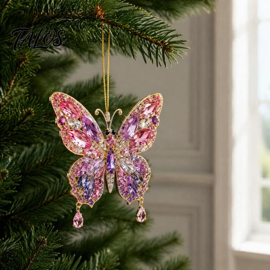 Sturdy Holiday Ornament Faux Crystal Animal Christmas Ornament, Acrylic Flat Print Hanging Decor Tree Decoration for Tree, Butterfly/Peacock/Bird/Swan