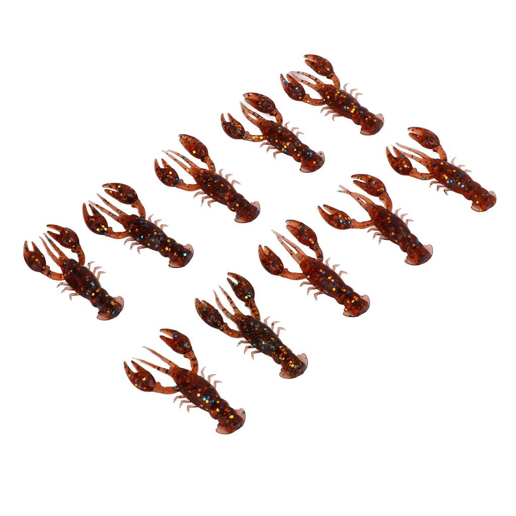 10pcs Soft Fishing Lure Crawdad Bait PVC Shrimp Artificial Soft Lure Baits for Bass FishingDark