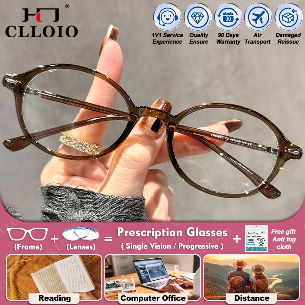 CLLOIO Модные женские фотохромные очки для близорукости с овальной оправой, классический фильтр синего света, УФ-защита, очки для чтения