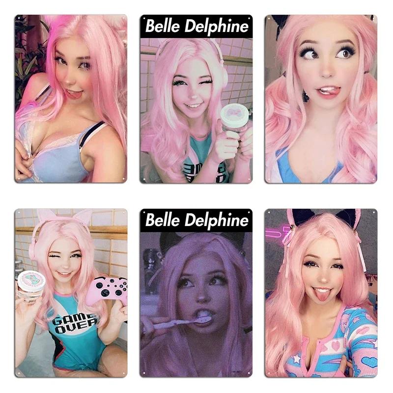 Belle Delphine Gamer Girl Metal Sign Bar Cave Wall Decor Wall Mural Cinema create Tin Sign Poster