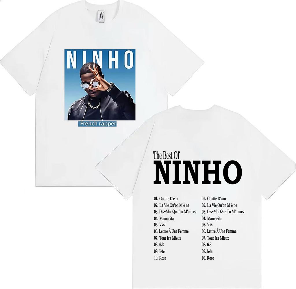 Французский Поп-рэпер Ninho Готическая Графика Высококачественная Футболка Оверсайз Повседневная Хлопковая Футболка Мужская Женская Хип-Хоп Футболки Streetwear