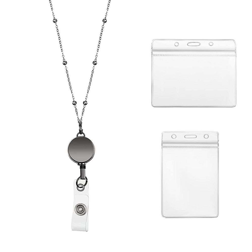 Chain Office Supplies Badge Reel Lanyard With Necklace With ID Card Holders Name Card Badge Holder