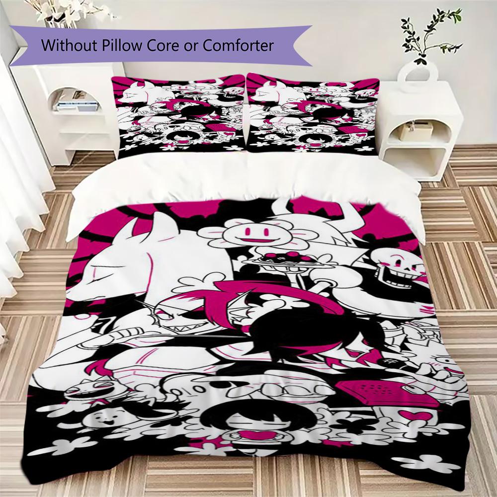 Undertale Pattern Bedding,Quilt Set Quilt Cover Pillowcase Home Birthday Gift (1*duvet cover+2*pillowcase,without core)XSJT0917204