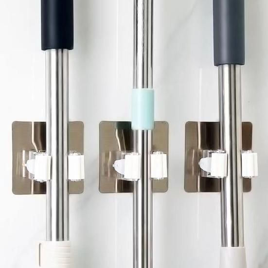 10 шт., пластиковые держатели для швабры и метлы с прочным клеем, не оставляющие следов, нескользящие опорные крючки, настенная швабра для ванной комнаты и кухни