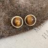 Серьги-пусеты из 18-каратного позолоченного золота с камнем тигровый глаз, геометрические, с темпераментом Майяра, женские