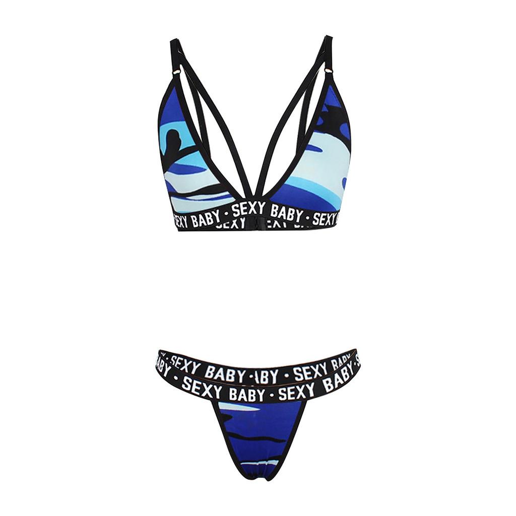 Женское нижнее белье с буквенным принтом, трусы, камуфляжное нижнее белье, стринги