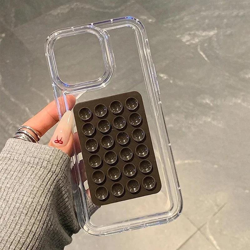 3D Чехол для телефона с присоской и подушкой безопасности Для iPhone 17 16 15 14 13 12 11 Pro Max XR X XS 7 8 Plus SE Прозрачный Ударопрочный Бампер