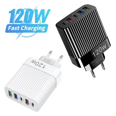 Зарядное устройство USB Type C 120 Вт Быстрая зарядка Зарядное устройство PD Quick Charge QC3.0 Сетевой адаптер Вилка США/ЕС Для iPhone Xiaomi Samsung S22