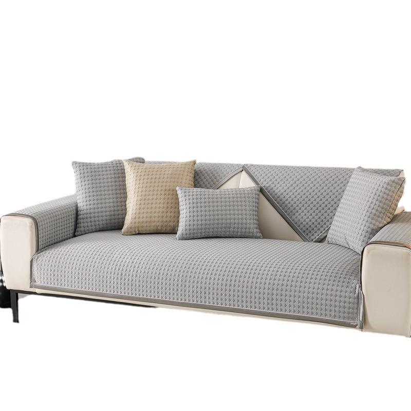 Summer Sofa Cushion Solid Color Light Luxury Cold Summer Mat Cushion Non-Slip Summer Sofa Cover High-End Cloth Liner
