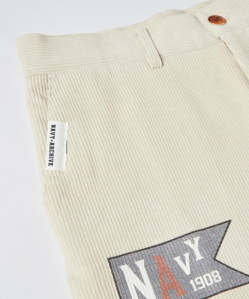 BEYOND CLOSET [Collection Line] Archive Patch Print Corduroy Pants Ivory